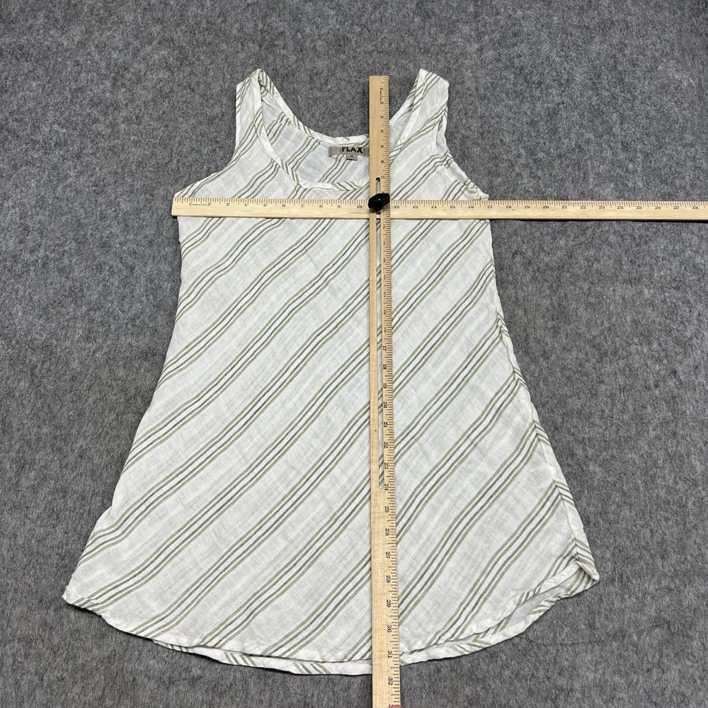 FLAX Dress Womens Small White Green Stripe Linen Sleeveless A Line Tank - Picture 4 of 14